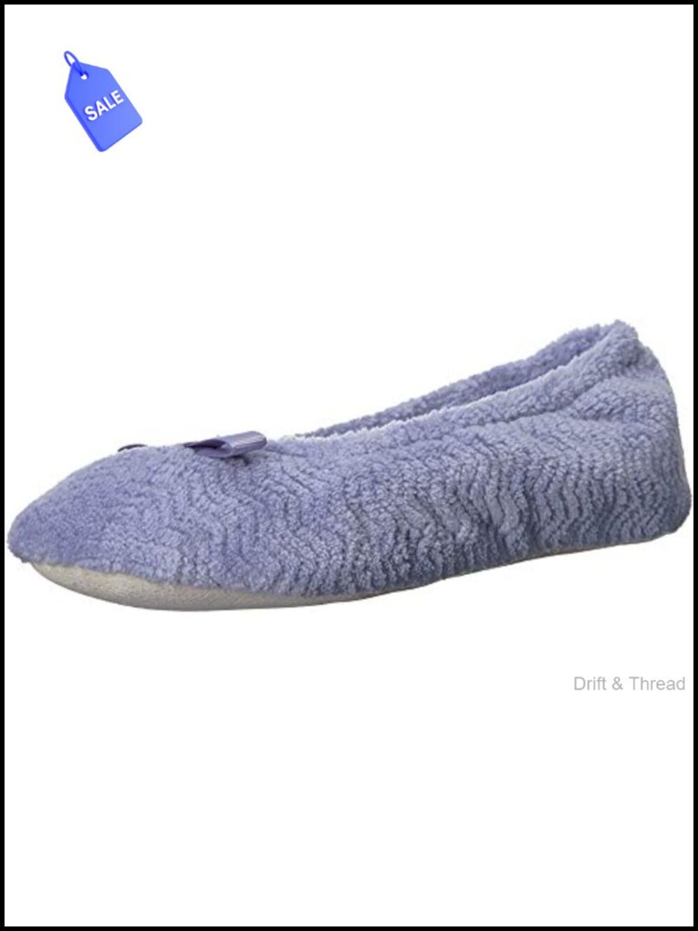 Micro Terry Ballerina Slippers Non-Slip Suede Sole Chevron